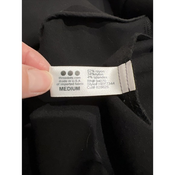 Three Dots Open-Front Peplum-Back Black Blazer Size Medium Minimalist Capsule - Picture 7 of 9